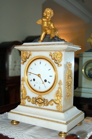 Antique White Alabaster and Gilt Brass French Clock C1880 - Image 2