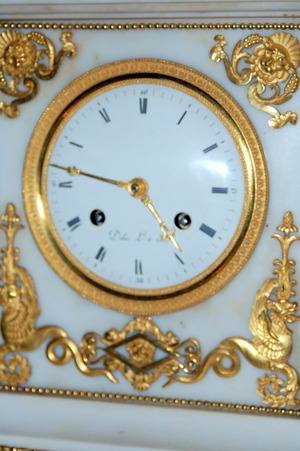 Antique White Alabaster and Gilt Brass French Clock C1880 - Image 3