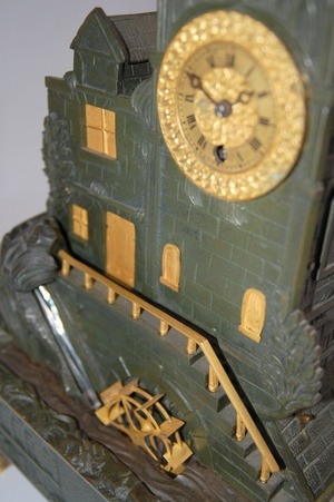 Automaton Semaphore Clock with water-wheel C1860 - Image 4