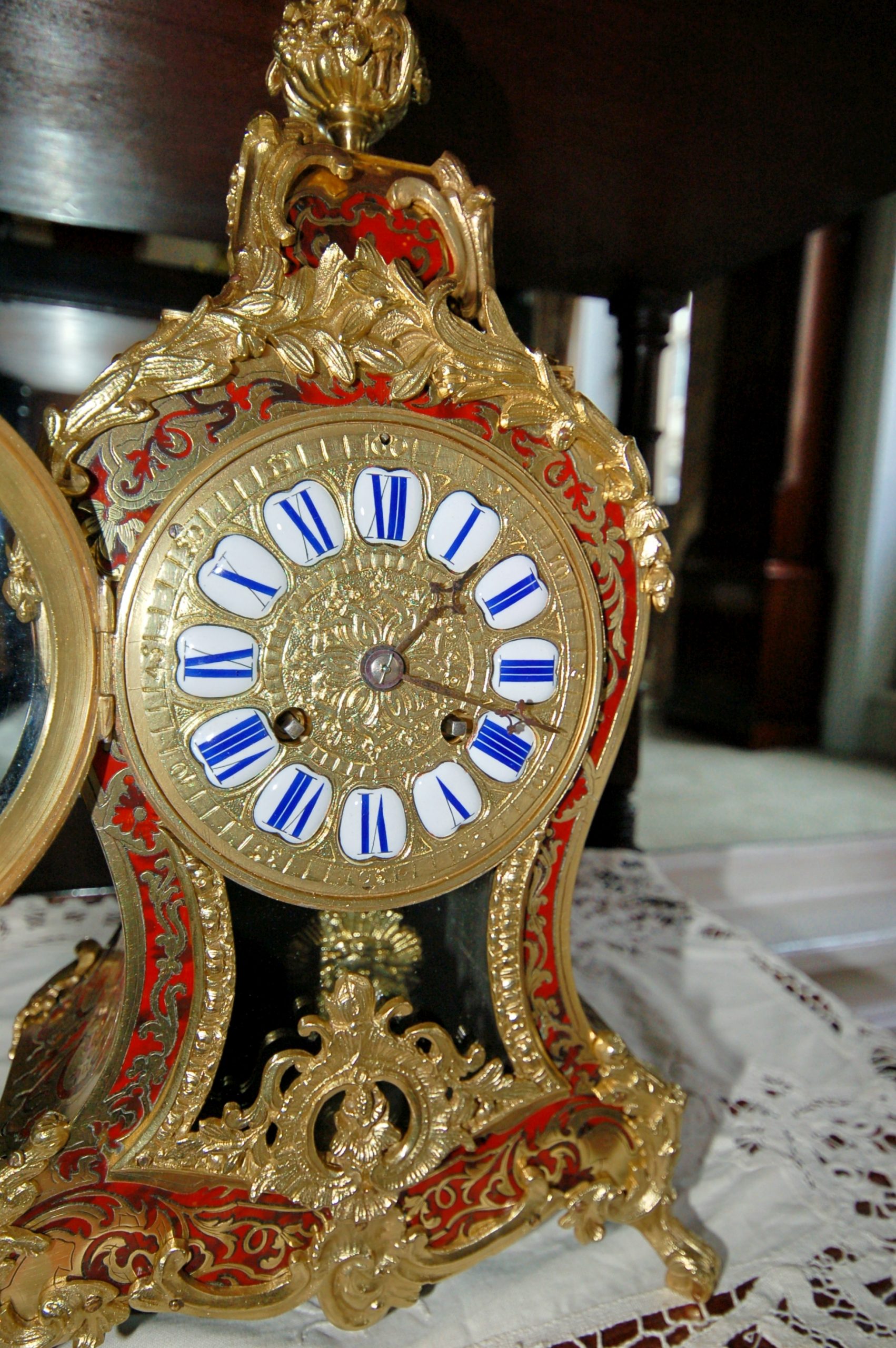 porcelain numerals and brass dial