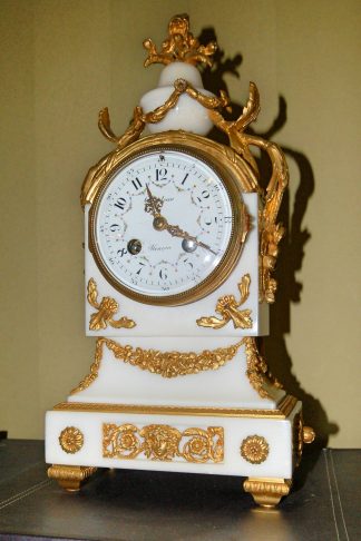 Antique French White Alabaster Clock C1900