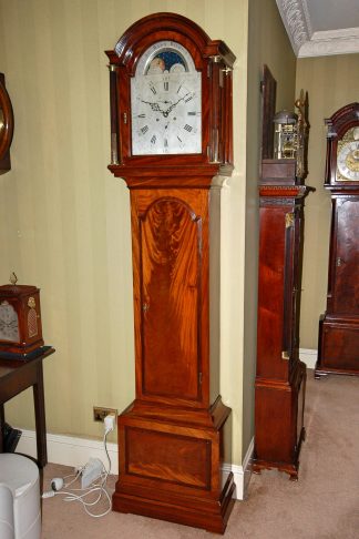 moonphase silvered brass dial clock